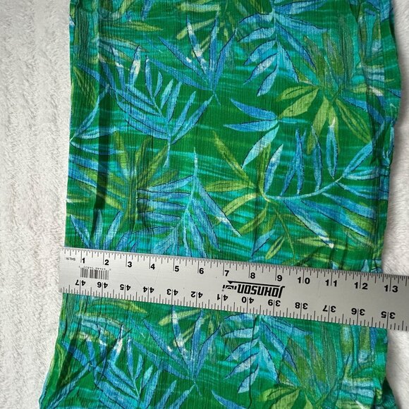 Key Lime Pie Womens Tropical Leaf Print Wide Leg Pants Size Medium Green Summer - Picture 11 of 11